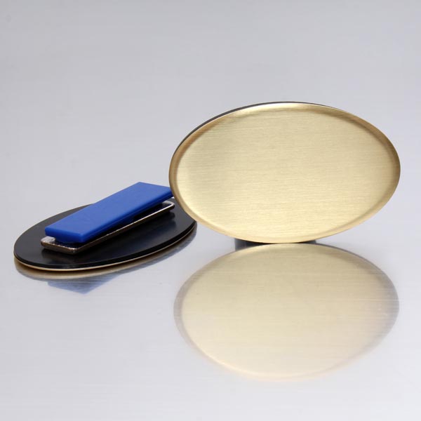 Badge Ovel Aluminium  Magnet 7016  Gold